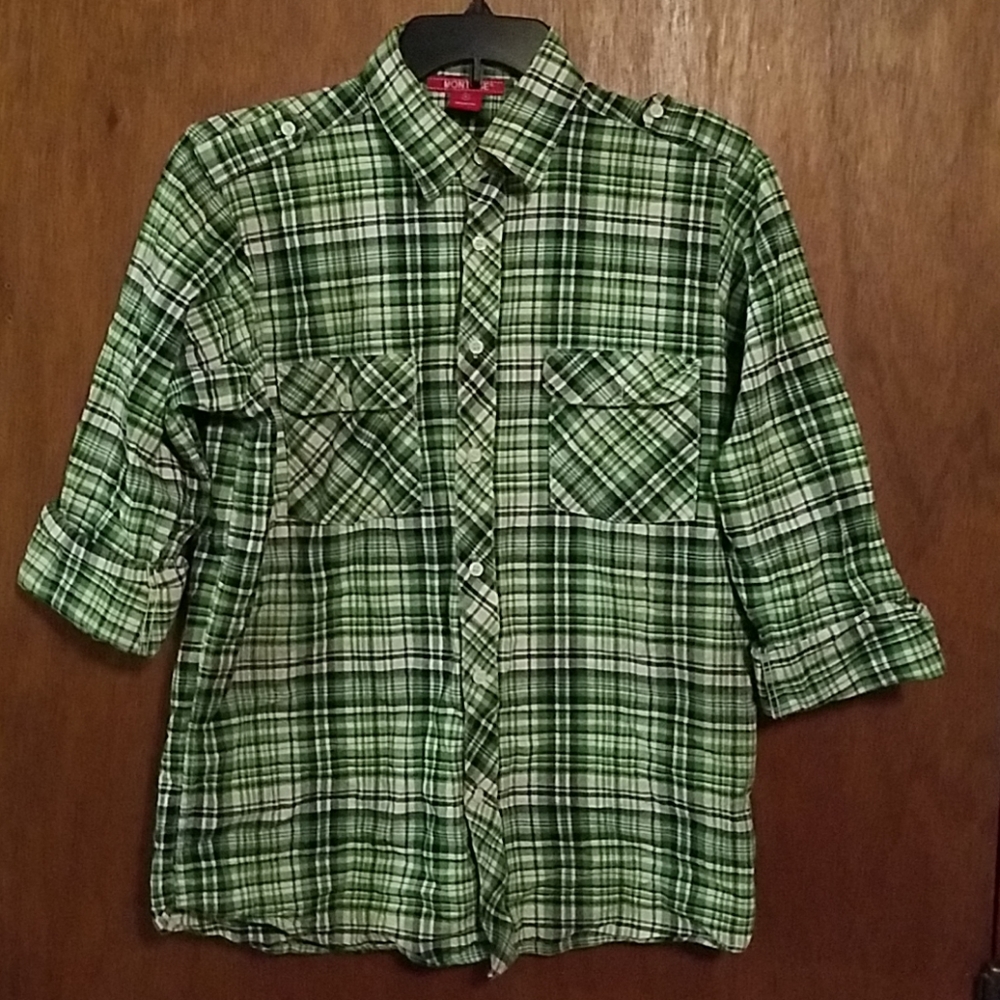 3/4 sleeve plaid top